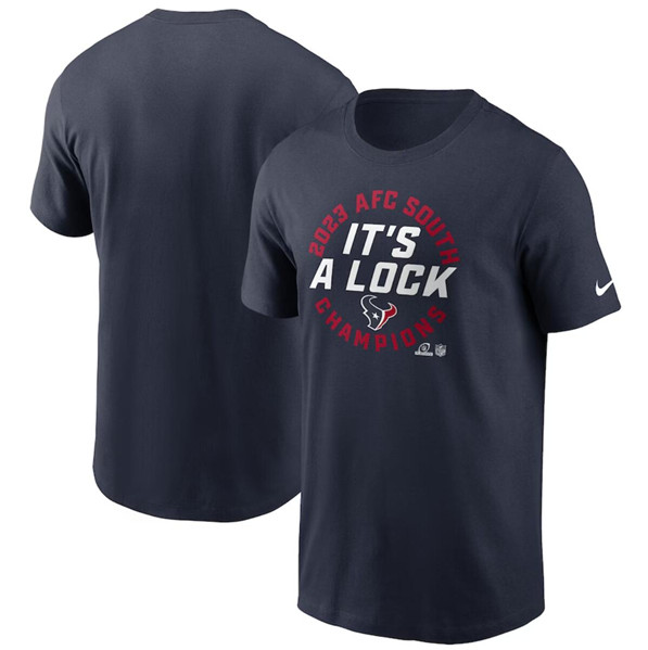 Men's Houston Texans Navy 2023 AFC South Division Champions Locker Room Trophy Collection T-Shirt