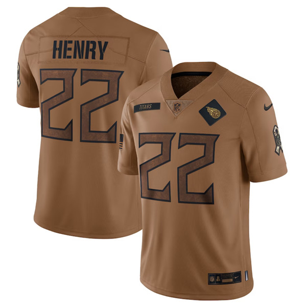 Men's Tennessee Titans #22 Derrick Henry 2023 Brown Salute To Service Limited Football Stitched Jersey - Click Image to Close