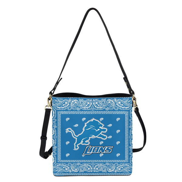 Detroit Lions PU Leather Bucket Handbag 001