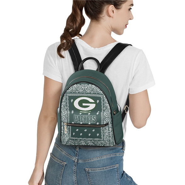 Green Bay Packers PU Leather Casual Backpack 001