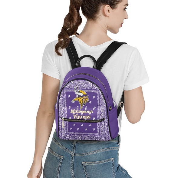 Minnesota Vikings PU Leather Casual Backpack 001