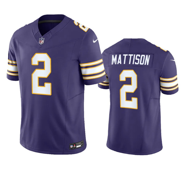 Minnesota Vikings #2 Alexander Mattison Purple 2023 F.U.S.E. Vapor Untouchable Stitched Jersey