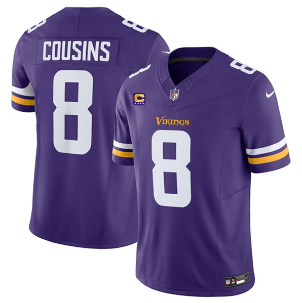 Men's Minnesota Vikings #8 Kirk Cousins Purple 2023 F.U.S.E. With 4-Star C Patch Vapor Untouchable Limited Football Stitched Jersey - Click Image to Close