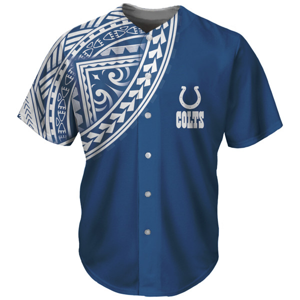 Men's Indianapolis Colts Blue Baseball Jersey - Click Image to Close