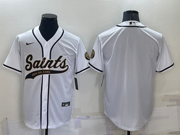 Men's New Orleans Saints Blank White Cool Base Stitched Baseball Jersey