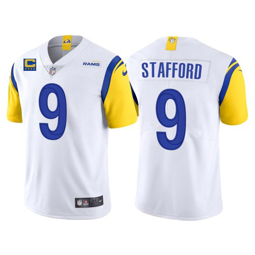 Men's Los Angeles Rams 2022 #9 Matthew Stafford White With 4-star C Patch Stitched NFL Jersey