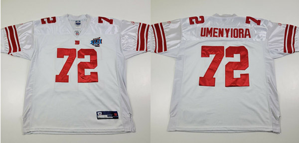 Men's New York Giants #72 Osi Umenyiora White Superbowl Stitched Jersey