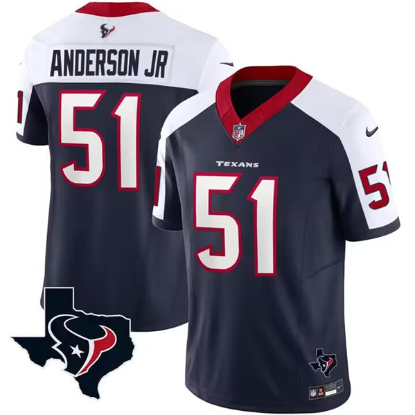 Men's Houston Texans #51 Will Anderson Jr. White/Navy 2023 F.U.S.E. Vapor Untouchable Limited Football Stitched Jersey