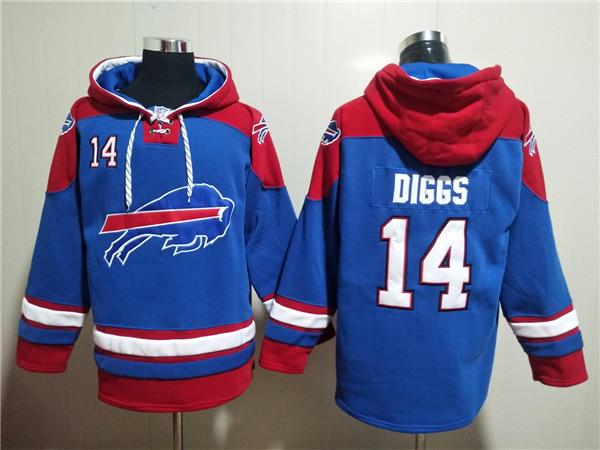 Men's Buffalo Bills #14 Stefon Diggs Red/Blue Ageless Must-Have Lace-Up Pullover Hoodie