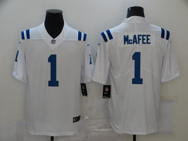 Men's Indianapolis Colts #1 Pat Mcafee White Football Stitched Jersey