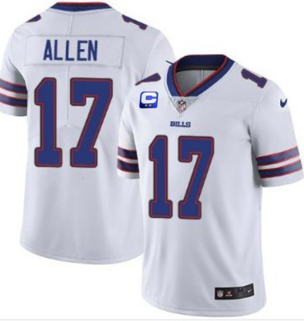 Men's Buffalo Bills #17 Josh Allen White With C Patch Vapor Untouchable Limited Stitched Jersey