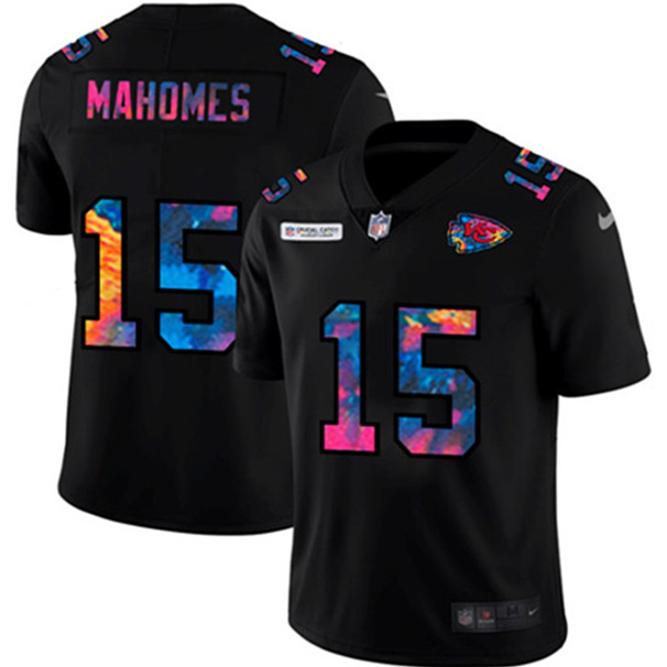 Men's Kansas City Chiefs #15 Patrick Mahomes 2020 Black Crucial Catch Limited Stitched NFL Jersey