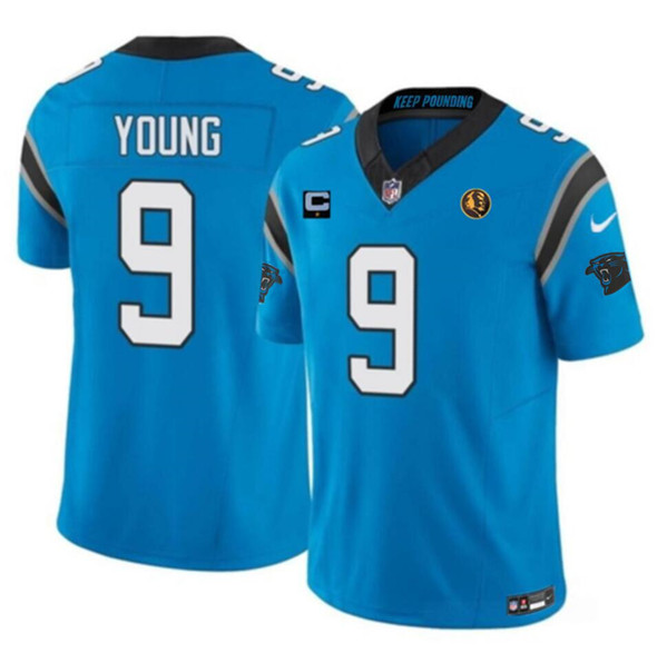 Men's Carolina Panthers #9 Bryce Young Blue 2023 F.U.S.E. With 1-star C Patch And John Madden Patch Vapor Limited Football Stitched Jersey - Click Image to Close