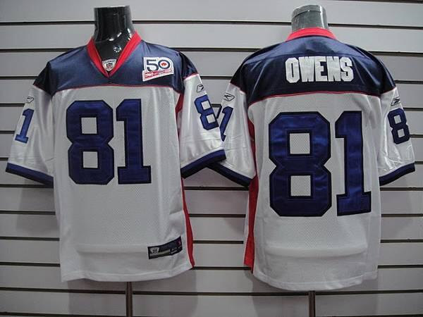 Men's Buffalo Bills #81 Terrell Owens White Stitched Baseball Jersey