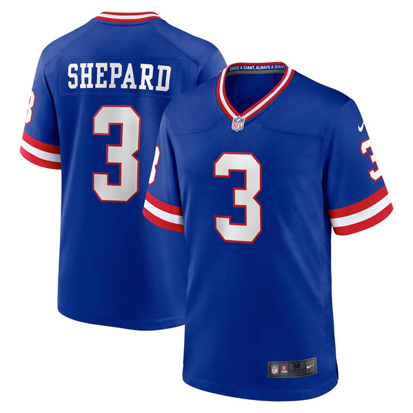 Men's New York Giants #3 Sterling Shepard Royal Stitched Game Jersey - Click Image to Close