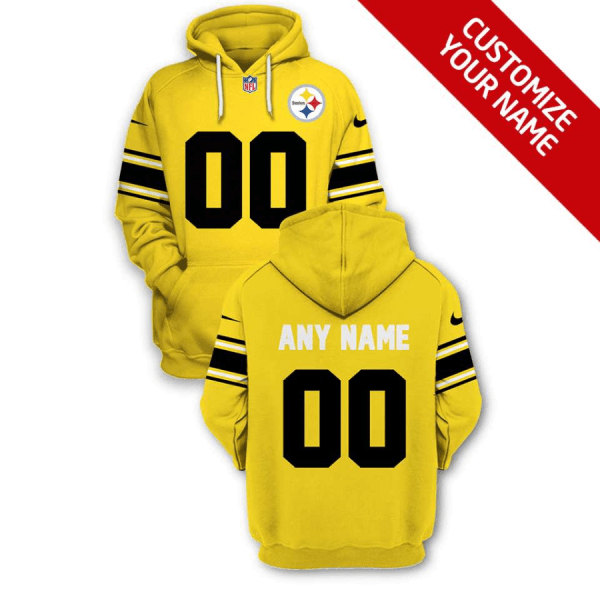 Pittsburgh Steelers Active Player Custom 2021 Yellow Pullover Hoodie(Stitched number&name)