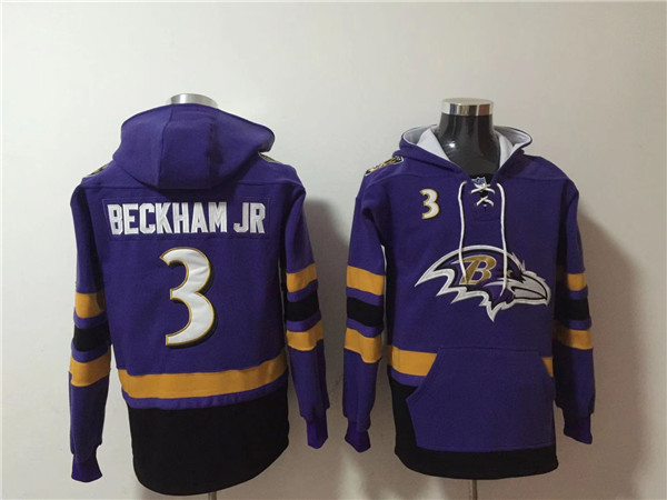 Baltimore Ravens #3 Odell Beckham Jr. Ageless Must-Have Lace-Up Pullover Hoodie