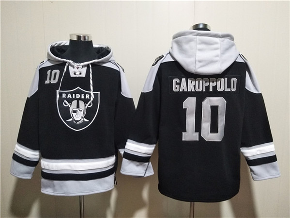 Las Vegas Raiders #10 Jimmy Garoppolo Black Ageless Must-Have Lace-Up Pullover Hoodie