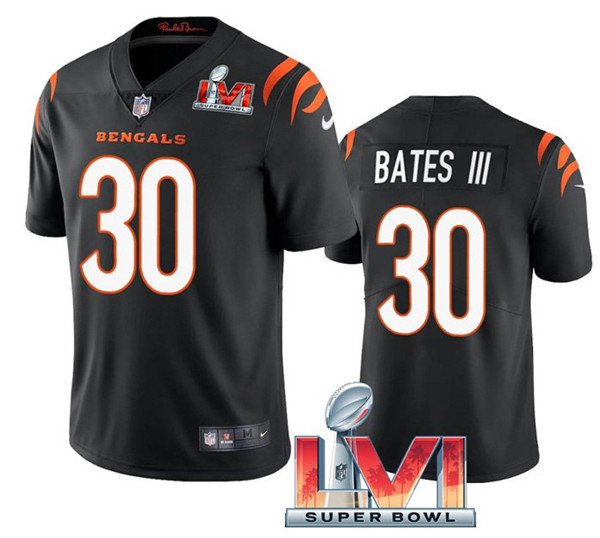 Men's Cincinnati Bengals #30 Jessie Bates III 2022 Black Super Bowl LVI Vapor Limited Stitched Jersey - Click Image to Close