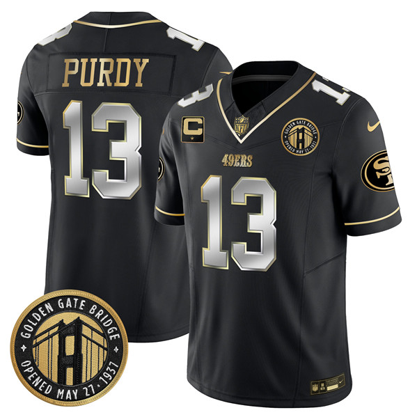 Men's San Francisco 49ers #13 Brock Purdy Black F.U.S.E. Golden Gate Bridge With 1-Star C Patch Vapor Limited Football Stitched Jersey