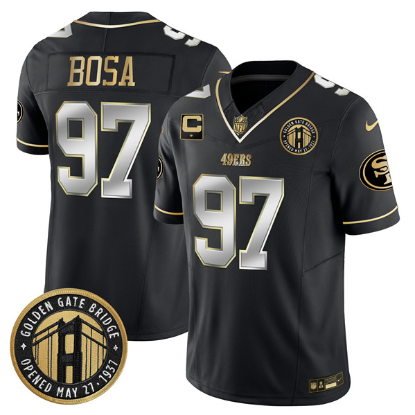 Men's San Francisco 49ers #97 Nick Bosa Black F.U.S.E. Golden Gate Bridge With 1-Star C Patch Vapor Limited Football Stitched Jersey