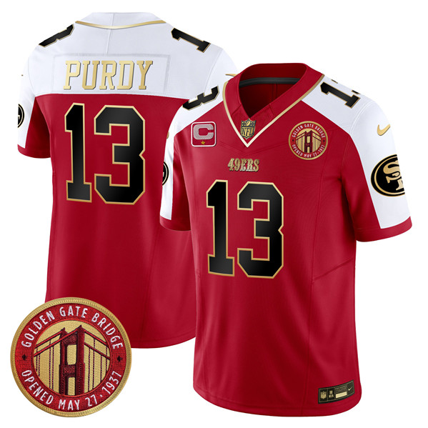 Men's San Francisco 49ers #13 Brock Purdy Red F.U.S.E. Golden Gate Bridge With 1-Star C Patch Alternate Vapor Limited Football Stitched Jersey