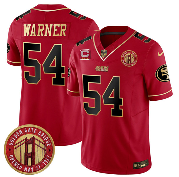 Men's San Francisco 49ers #54 Fred Warner Red F.U.S.E. Golden Gate Bridge With 3-Star C Patch Scarlet Vapor Limited Football Stitched Jersey