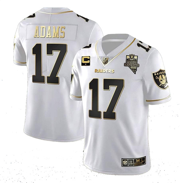 Men's Las Vegas Raiders #17 Davante Adams White With C Patch Stitched Jersey - Click Image to Close