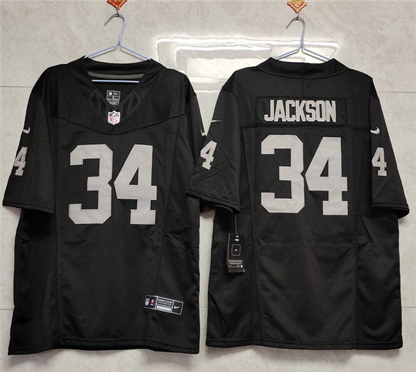 Men's Las Vegas Raiders #34 Bo Jackson Black 2023 F.U.S.E Vapor Untouchable Stitched Football Jersey