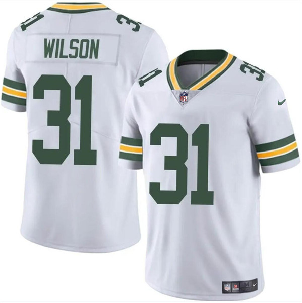 Men's Green Bay Packers #31 Emanuel Wilson White Vapor Limited Football Stitched Jersey