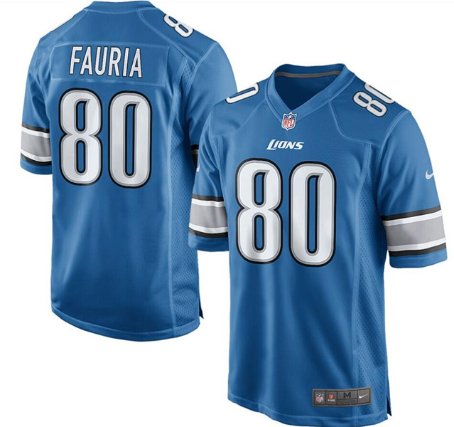 Men's Lions #80 Joseph Fauria Blue Limited Stitched NFL Jersey