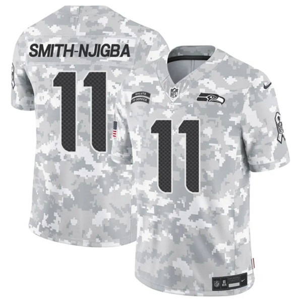 Men's Seattle Seahawks #11 Jaxon Smith-Njigba Arctic Camo 2024 F.U.S.E. Salute to Service Limited Football Stitched Jersey