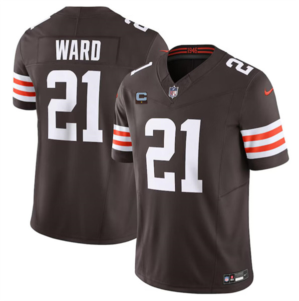 Men's Cleveland Browns #21 Denzel Ward Brown 2024 F.U.S.E. With 1-Star C Patch Vapor Limited Football Stitched Jersey