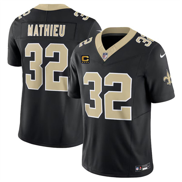 Men's New Orleans Saints #32 Tyrann Mathieu Black 2024 F.U.S.E. With 4-Star C Patch Vapor Limited Football Stitched Jersey