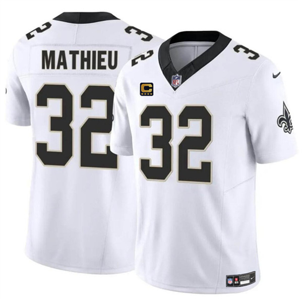 Men's New Orleans Saints #32 Tyrann Mathieu White 2024 F.U.S.E. With 4-Star C Patch Vapor Limited Football Stitched Jersey