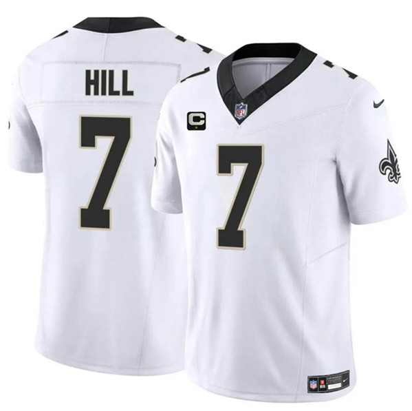 Men's New Orleans Saints #7 Taysom Hill White 2024 F.U.S.E. With 1-Star C Patch Vapor Limited Football Stitched Jersey