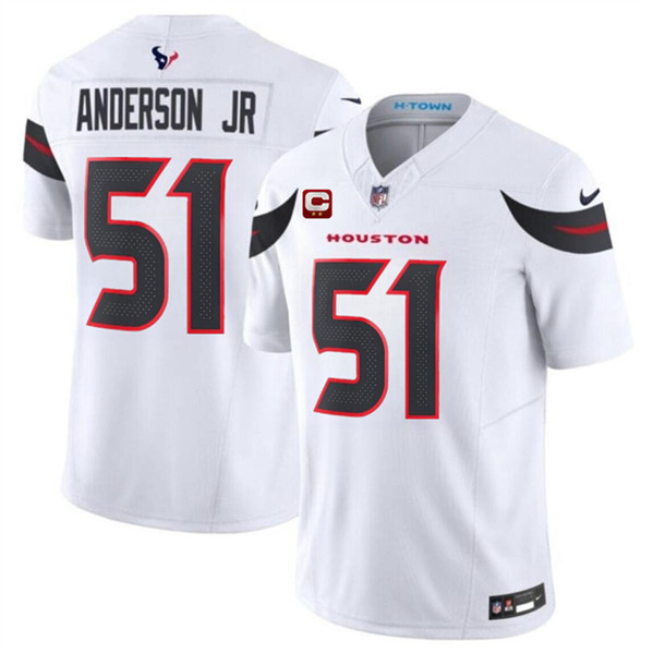 Men's Houston Texans #51 Will Anderson Jr White 2024 Vapor F.U.S.E. With 2-star C Patch Limited Football Stitched Jersey