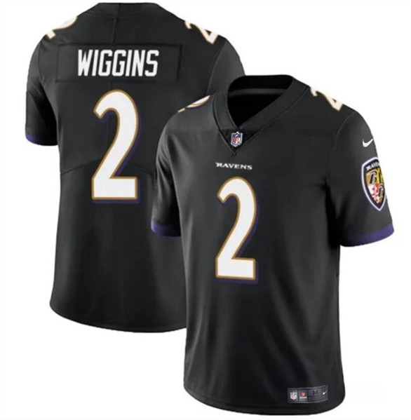 Men's Baltimore Ravens #2 Nate Wiggins Black 2024 Draft Vapor Limited Football Jersey - Click Image to Close