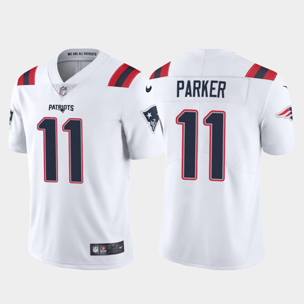 Men's New England Patriots #11 DeVante Parker White Vapor Untouchable Limited Stitched Jersey - Click Image to Close