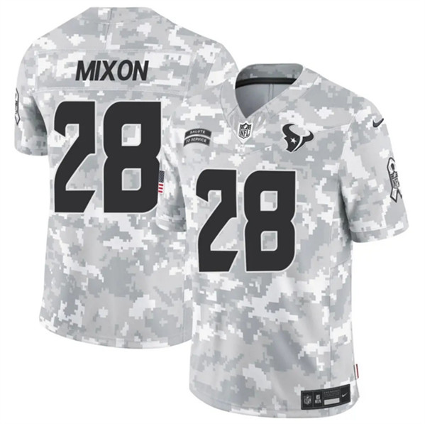 Men's Houston Texans #28 Joe Mixon Arctic Camo 2024 F.U.S.E. Salute to Service Limited Football Stitched Jersey