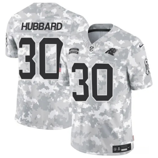 Men's Carolina Panthers #30 Chuba Hubbard Arctic Camo 2024 F.U.S.E. Salute to Service Limited Football Stitched Jersey