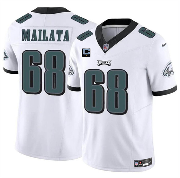 Men's Philadelphia Eagles #68 Jordan Mailata White 2024 F.U.S.E. With 1-Star C Patch Vapor Untouchable Limited Football Stitched Jersey