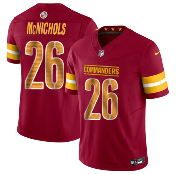 Men's Washington Commanders #26 Jeremy McNichols Burgundy 2024 F.U.S.E. Vapor Limited Football Stitched Jersey