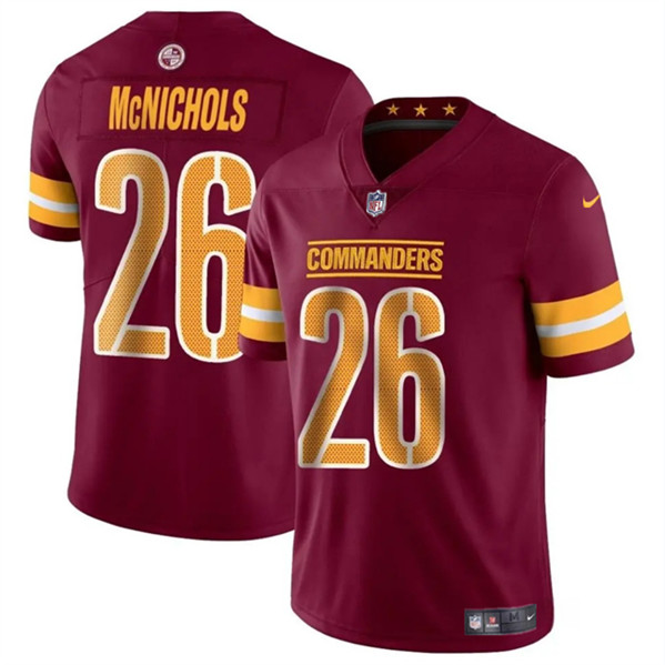 Men's Washington Commanders #26 Jeremy McNichols Burgundy 2024 Vapor Limited Football Stitched Jersey