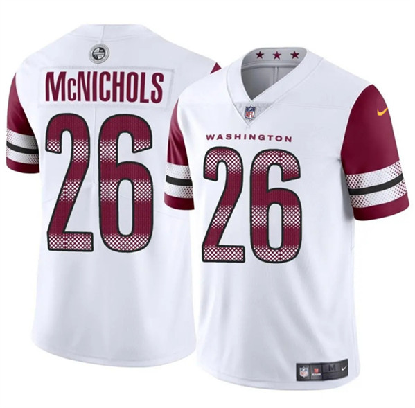 Men's Washington Commanders #26 Jeremy McNichols White 2024 Vapor Limited Football Stitched Jersey