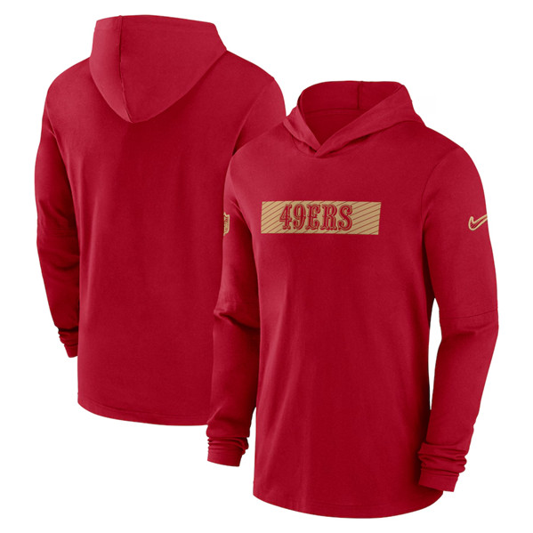 Men's San Francisco 49ers Red Sideline Performance Hoodie