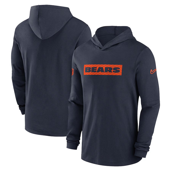 Men's Chicago Bears Navy Sideline Performance Hoodie