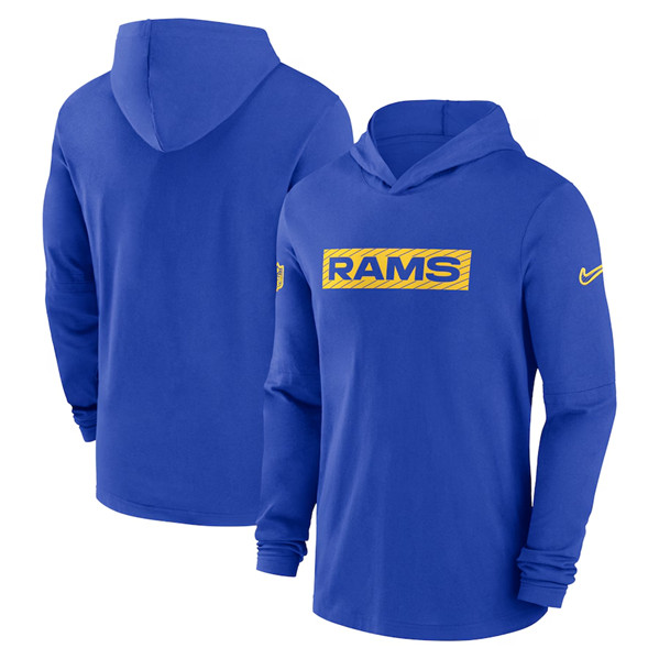 Men's Los Angeles Rams Royal Sideline Performance Hoodie