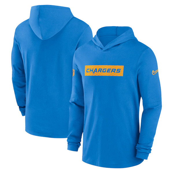 Men's Los Angeles Chargers Blue Sideline Performance Hoodie