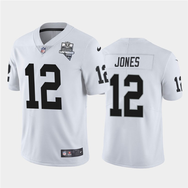 Men's Oakland Raiders White #12 Zay Jones 2020 Inaugural Season Vapor Limited Stitched NFL Jersey